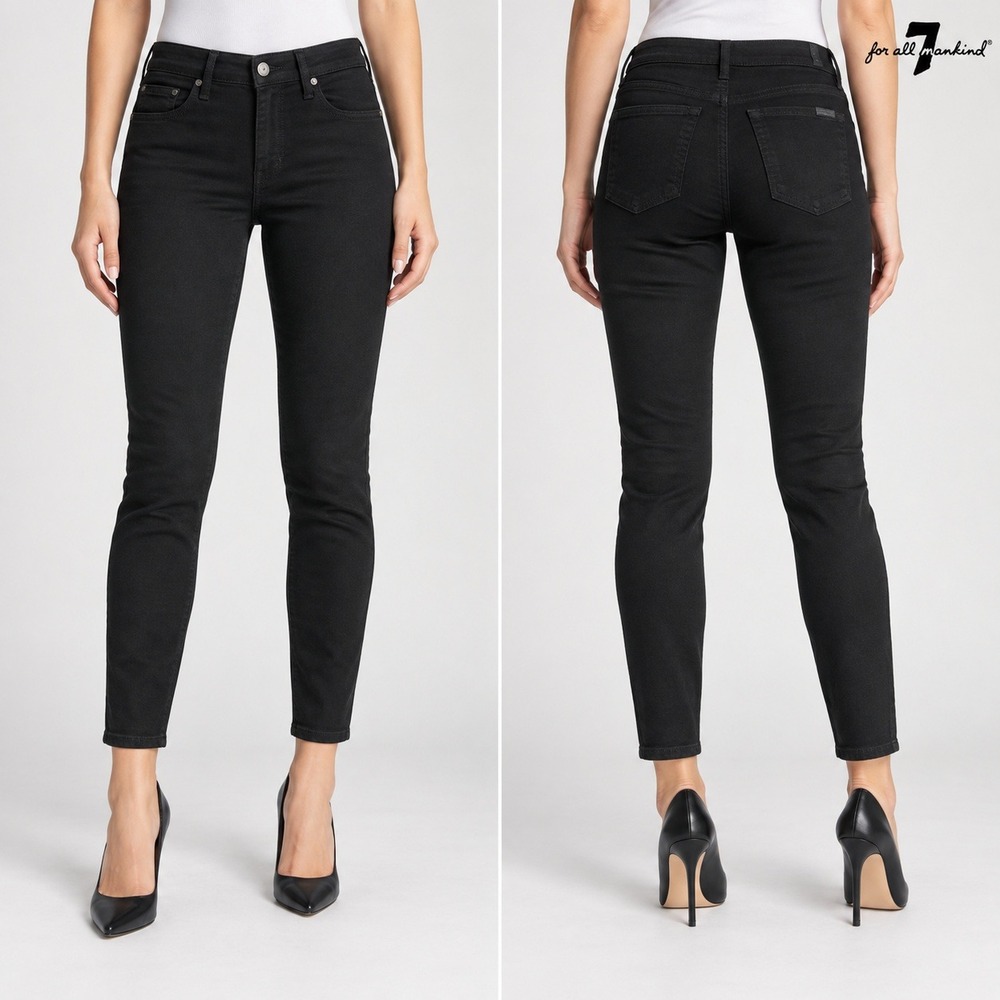 7 For All Mankind Jeans Womens 27 b(air) The Ankle Skinny Black Denim AU8121930A